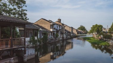 Nanxun, Çin eski kasabasında nehir tarafından Çin mimarisi