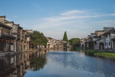Nanxun, Çin eski kasabasında nehir tarafından Çin mimarisi