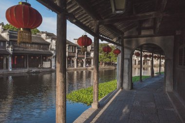 Nanxun, Çin eski kasabasında nehir tarafından Çin mimarisi