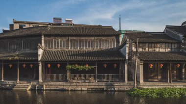 Nanxun, Çin eski kasabasında nehir tarafından Çin mimarisi