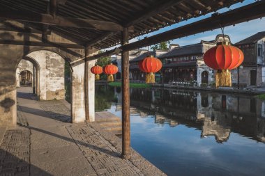 Nanxun, Çin eski kasabasında nehir tarafından Çin mimarisi