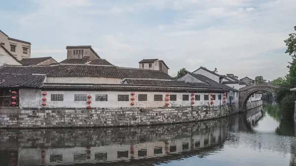 Traditional Chinese architecture by water in old town of Nanxun,