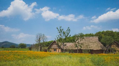Liangzhu City Arkeolojik Kalıntıları'nda Kulübeler, Hangzhou, Çin