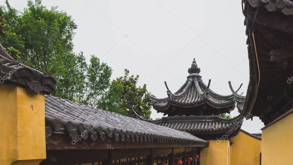 Architecture of Wuxiang Temple in South Lake scenic area in Jiaxing, China