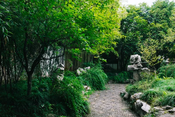 Pad Tussen Bomen Traditionele Tuin West Lake Schilderachtige Gebied Hangzhou — Stockfoto