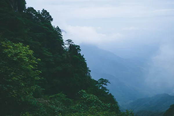 江西乌公山山顶云雾覆盖的山水景观 — 图库照片