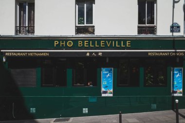 14 Haziran 2019 - Paris, Fransa: Paris Belleville Mahallesi 'nde bir Vietnam-Çin restoranı