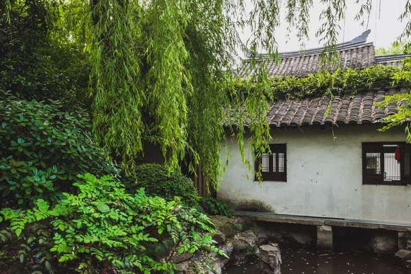 Architettura Tradizionale Cinese Acqua Alberi Shaoxing Cina — Foto Stock