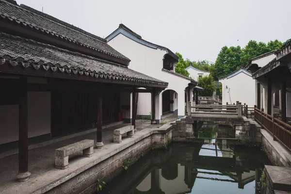 Traditional Chinese architecture by canal in Lanting (Orchid Pavilion) scenic area in Shaoxing, China