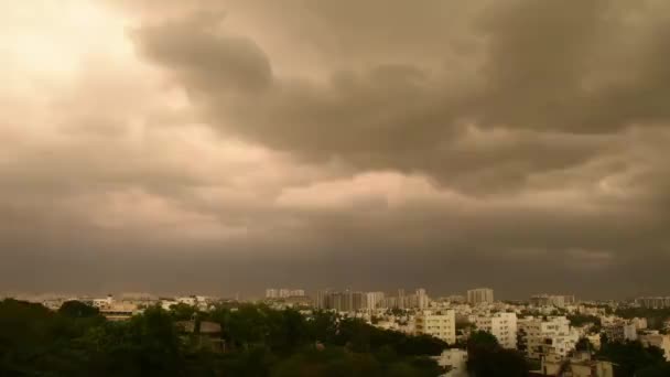Imágenes Lapso Tiempo Múltiples Relámpagos Truenos Sobre Horizonte Bangalore — Vídeo de stock