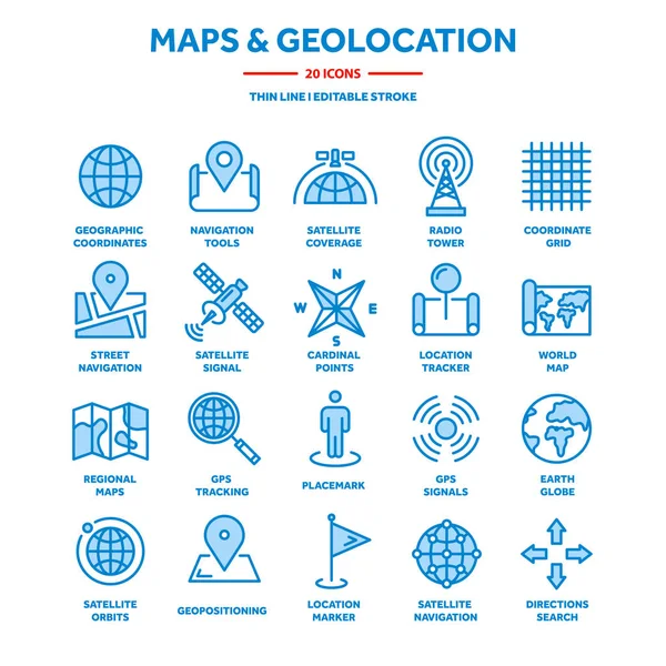 지도 및 네비게이션 Gps 좌표입니다. 위치 아이콘입니다. 라인 아트. — 스톡 벡터