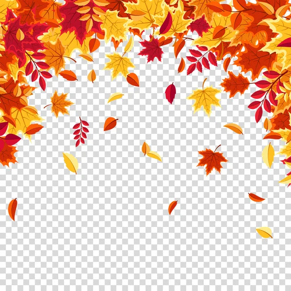 Herfst vallende bladeren. Natuur achtergrond met rood, oranje, geel blad. Vliegend blad. Seizoensverkoop. Vectorillustratie. — Stockvector