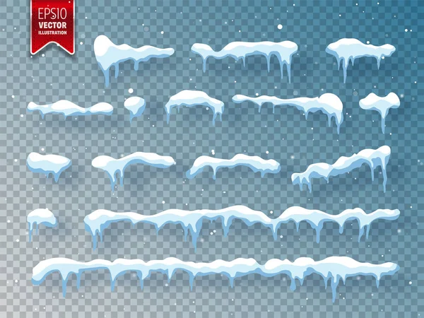 Снег, ледяная шапка с тенью Снег и снежинки. Зимний сезон. Прозрачный фон. Рождество и Новый год . — стоковый вектор