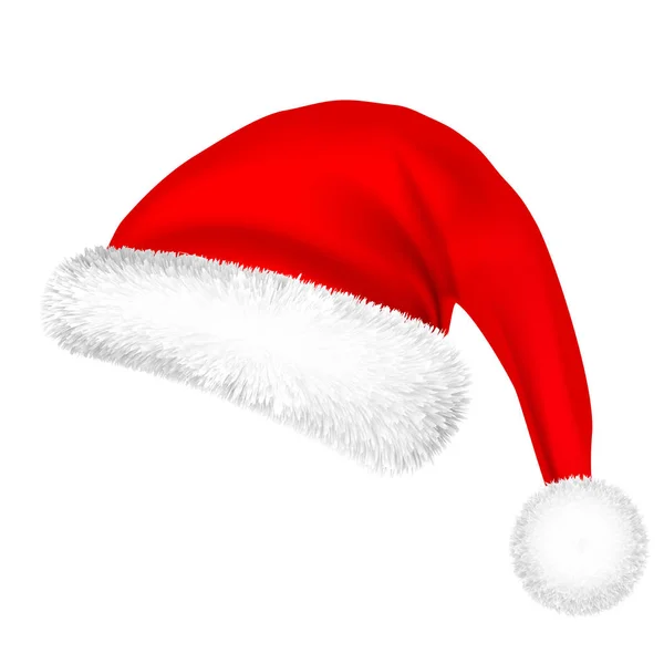 Christmas Santa Claus Hat With Fur. New Year. Winter Cap. Vector illustration. — Stock Vector