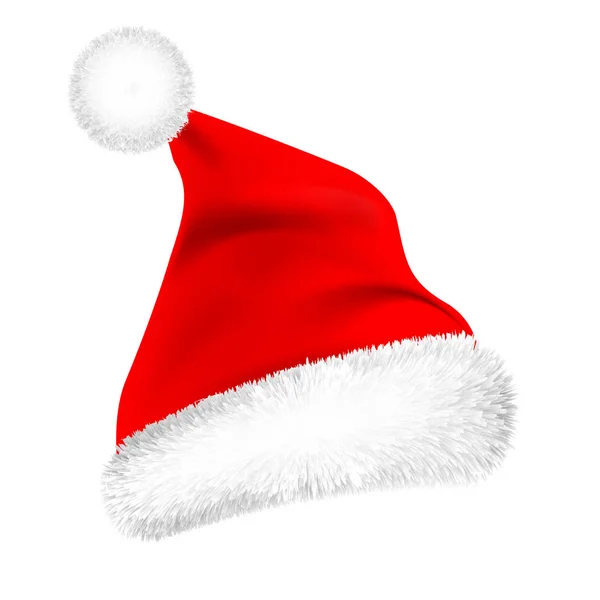 Christmas Santa Claus Hat Fur New Year Winter Cap Vector — Stock Vector