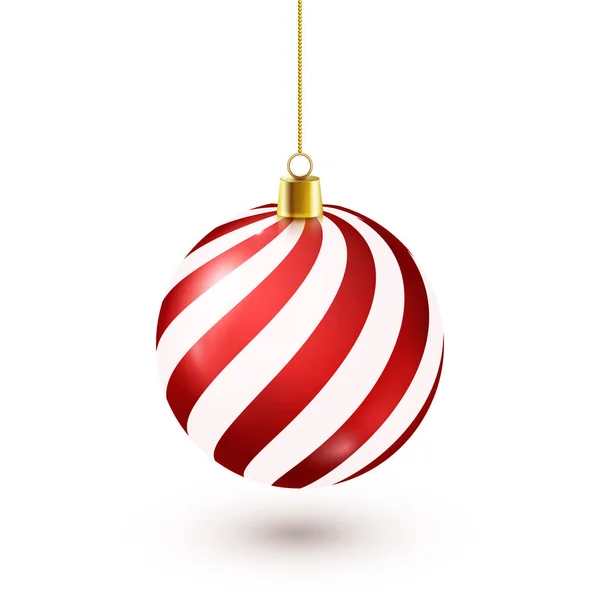 Árvore de Natal Brilhante Red Ball. Decoração de Ano Novo. Temporada de Inverno. Férias de Dezembro. Cartão presente de saudação ou elemento de bandeira . — Vetor de Stock