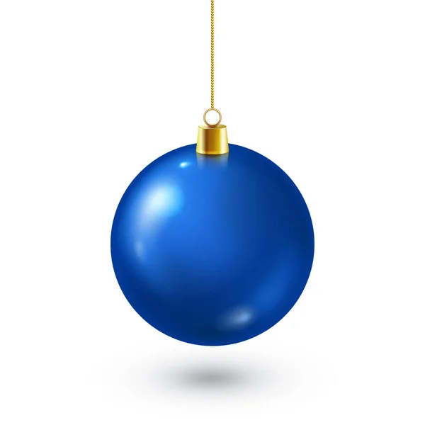 Árvore de Natal Bola Azul Brilhante. Decoração de Ano Novo. Temporada de Inverno. Férias de Dezembro. Cartão presente de saudação ou elemento de bandeira . — Vetor de Stock