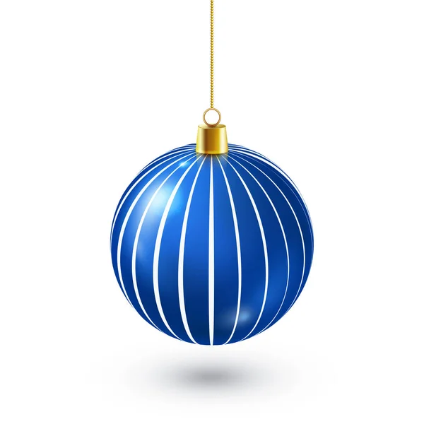 Árvore de Natal Bola Azul Brilhante. Decoração de Ano Novo. Temporada de Inverno. Férias de Dezembro. Cartão presente de saudação ou elemento de bandeira . — Vetor de Stock