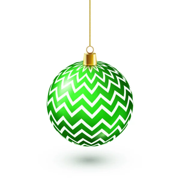 Λαμπερή πράσινη μπάλα χριστουγεννιάτικο δέντρο. Το νέο έτος διακόσμηση. Χειμερινή σεζόν. Διακοπών του Δεκεμβρίου. Ευχετήρια κάρτα δώρο ή Banner στοιχείο. — Διανυσματικό Αρχείο