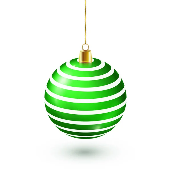クリスマス ツリー光沢のある緑色のボール。正月飾り。冬のシーズン。12 月の休日。挨拶ギフト カードまたは見出し要素. — ストックベクタ