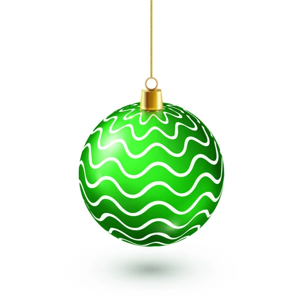 Árvore de Natal Brilhante Green Ball. Decoração de Ano Novo. Temporada de Inverno. Férias de Dezembro. Cartão presente de saudação ou elemento de bandeira . — Vetor de Stock