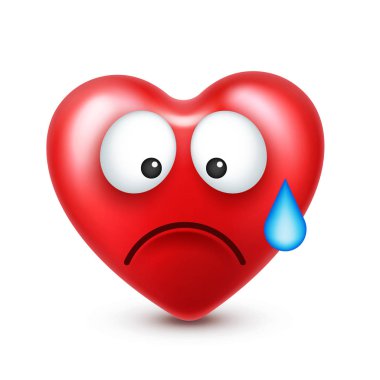 Sevgililer günü için kalp gülen emoji vektör. Komik kırmızı yüz ifadeleri ve duyguları ile. Aşk sembolü.