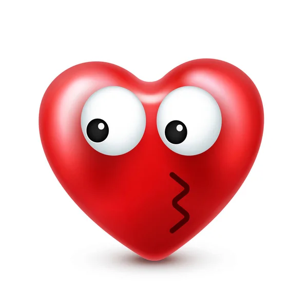 Heart smiley emoji vector for Valentines Day. Funny red face with expressions and emotions. Love symbol. — Stock Vector