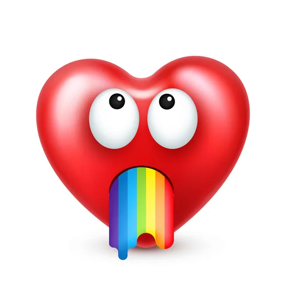 Corazón emoji sonriente vector para el Día de San Valentín. Cara roja divertida con expresiones y emociones. Símbolo de amor . — Vector de stock