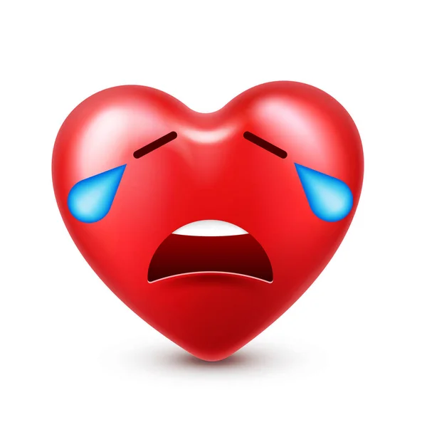 Heart smiley emoji vector for Valentines Day. Funny red face with expressions and emotions. Love symbol. — Stock Vector