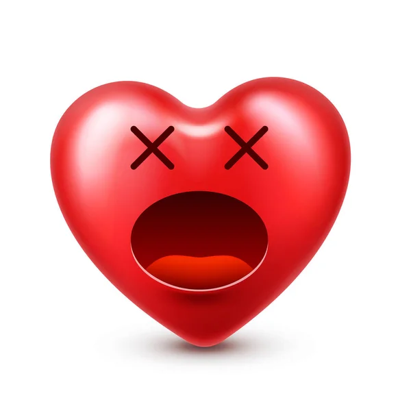 Corazón emoji sonriente vector para el Día de San Valentín. Cara roja divertida con expresiones y emociones. Símbolo de amor . — Vector de stock