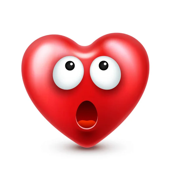 Серце вектор смайлик emoji день Святого Валентина. Смішні червоним обличчям з виразів і емоції. Символом любові. — стоковий вектор