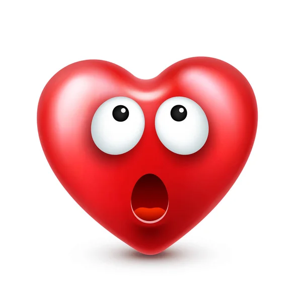 Heart smiley emoji vector for Valentines Day. Funny red face with expressions and emotions. Love symbol. — Stock Vector