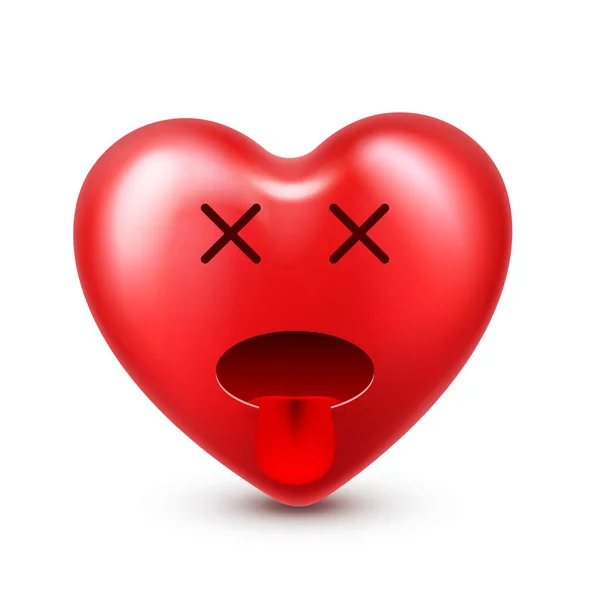 Corazón emoji sonriente vector para el Día de San Valentín. Cara roja divertida con expresiones y emociones. Símbolo de amor . — Vector de stock