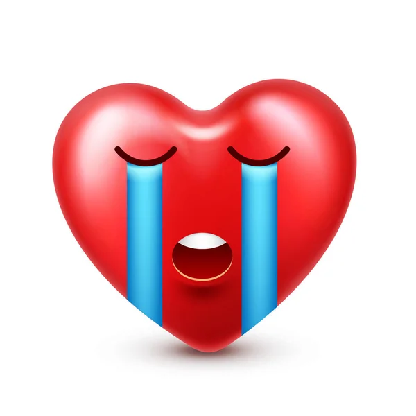 Heart smiley emoji vector for Valentines Day. Funny red face with expressions and emotions. Love symbol. — Stock Vector
