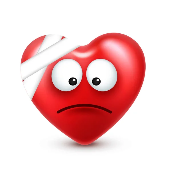 Corazón emoji sonriente vector para el Día de San Valentín. Cara roja divertida con expresiones y emociones. Símbolo de amor . — Vector de stock