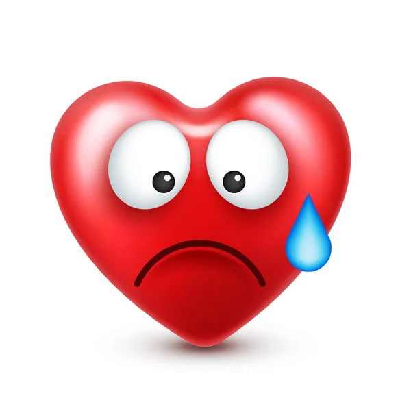 Heart smiley emoji vector for Valentines Day. Funny red face with expressions and emotions. Love symbol. — Stock Vector
