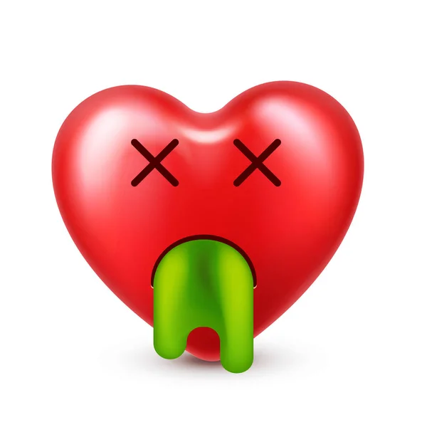 Corazón Emoji Sonriente Vector Para Día San Valentín Cara Roja — Vector de stock