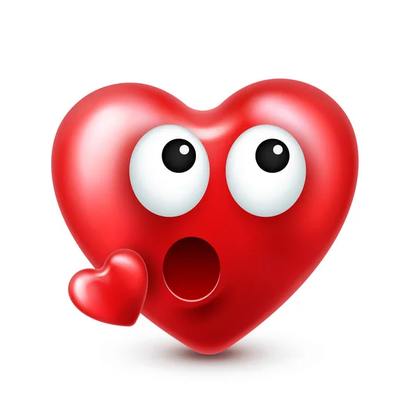 Heart smiley emoji vector for Valentines Day. Funny red face with expressions and emotions. Love symbol. — Stock Vector