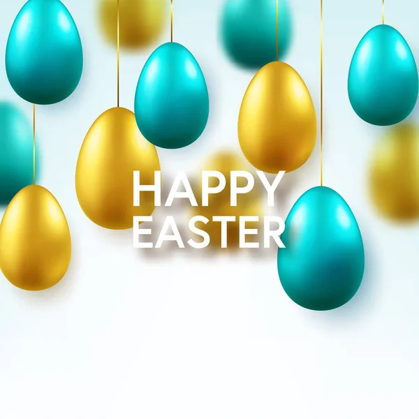 Пасхальное золотое, зеленое яйцо с каллиграфическими надписями, приветствия. Традиционные весенние праздники в апреле или марте. В воскресенье. Яйца и золото . — стоковый вектор