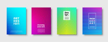 Geometrik şekiller ve çizgiler ile Modern arka plan. Renkli moda en az A4 şablonu ile kapak asit renkleri ve noktalı gradyan. EPS 10 vektör çizim.