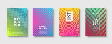 Geometrik şekiller ve çizgiler ile Modern arka plan. Renkli moda en az A4 şablonu ile kapak asit renkleri ve noktalı gradyan. EPS 10 vektör çizim.