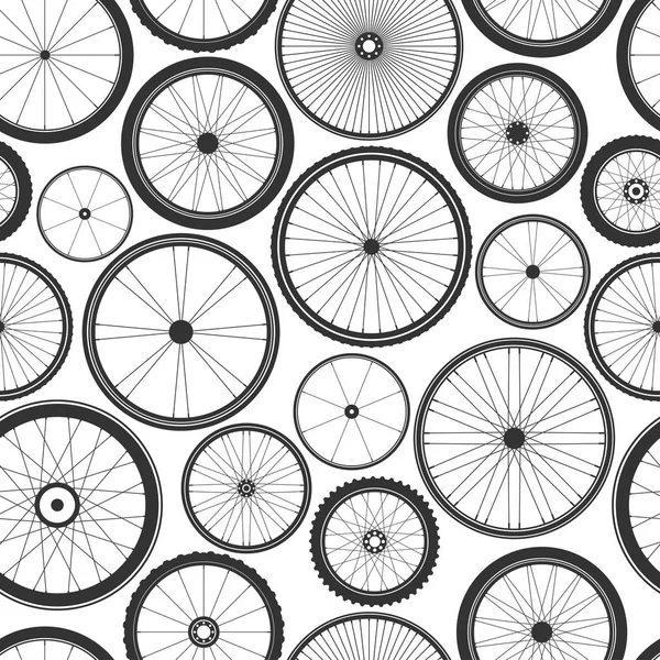 Roue de vélo motif sans couture. Pneu de montagne en caoutchouc vélo, valve. Cycle de remise en forme, VTT, VTT. Illustration vectorielle . — Image vectorielle