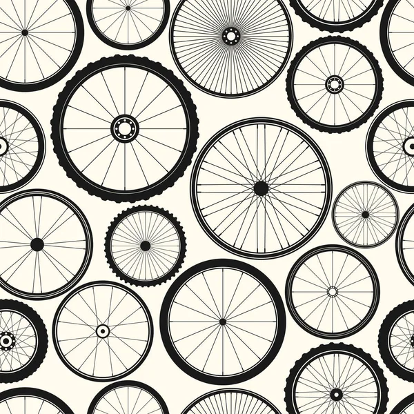 Roue de vélo motif sans couture. Pneu de montagne en caoutchouc vélo, valve. Cycle de remise en forme, VTT, VTT. Illustration vectorielle . — Image vectorielle