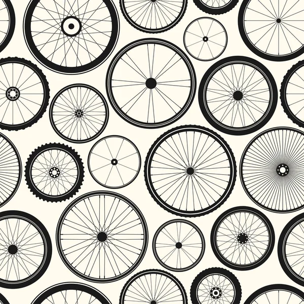 Roue de vélo motif sans couture. Pneu de montagne en caoutchouc vélo, valve. Cycle de remise en forme, VTT, VTT. Illustration vectorielle . — Image vectorielle