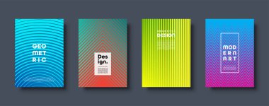 Geometrik şekiller ve çizgiler ile Modern arka plan. Renkli moda en az A4 şablonu ile kapak asit renkleri ve noktalı gradyan. EPS 10 vektör çizim.