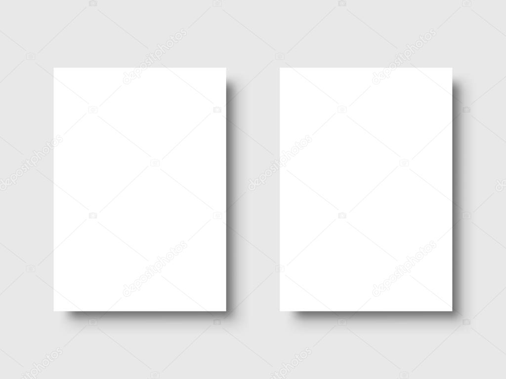 Empty white poster. Paper blank template. Vector illustration.