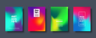 Neon kırmızı, yeşil, mavi, mor, sarı ve pembe gradyan ile renkli modern arka plan. Dinamik renk akışı poster, afiş. Vektör çizim.