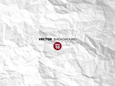 Buruşuk beyaz kağıt doku deseninin. Zor grunge eski boş. Vektör arka plan.