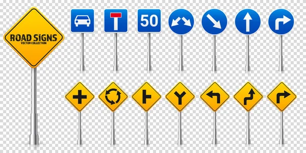 Panneaux de signalisation routière. Contrôle de la circulation et utilisation des voies. Arrêtez-vous et cédez. Illustration vectorielle. — Image vectorielle