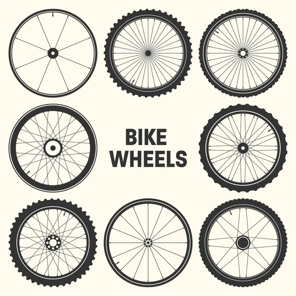 Illustration vectorielle de symbole de roue de vélo. Pneu de montagne en caoutchouc vélo, valve. Cycle de remise en forme, VTT, VTT . — Image vectorielle